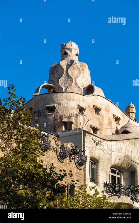 La Pedrera Or Casa Mila Of Antoni Gaudi In Barcelona Catalonia Spain
