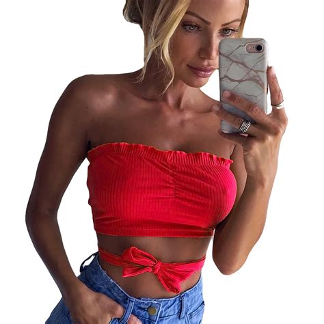 Buy 4 Colors Tube Top Strapless Top Cropped Solid