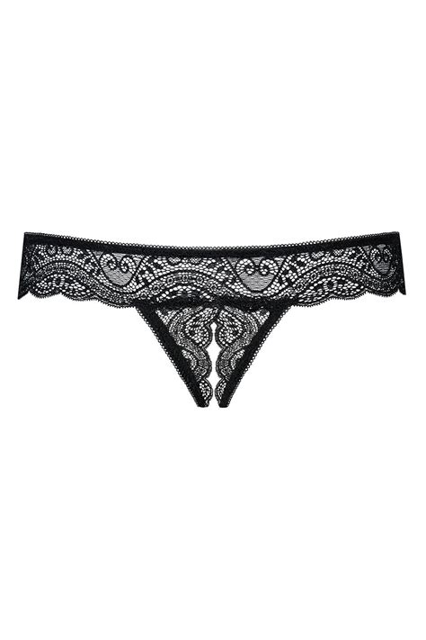 Obsessive Women S Lace Crotchless Thong Miamor Black Black