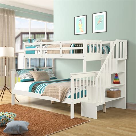 Bunk Bed For Kids Twin Over Full Bunk Beds With Storage Stairsafety