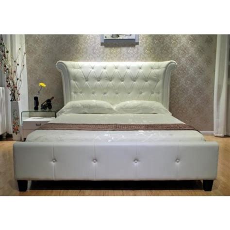 Luxury White Leather Upholstered Bed My Aashis