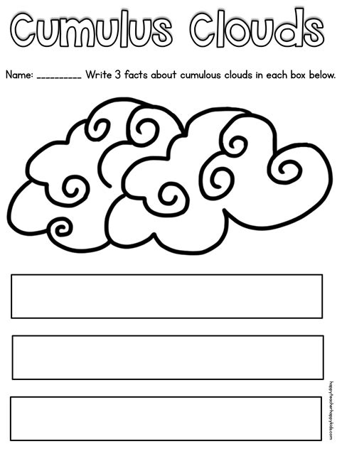 Cloud Fact Writing Freebies Happy Teacher Happy Kids Clouds Lesson