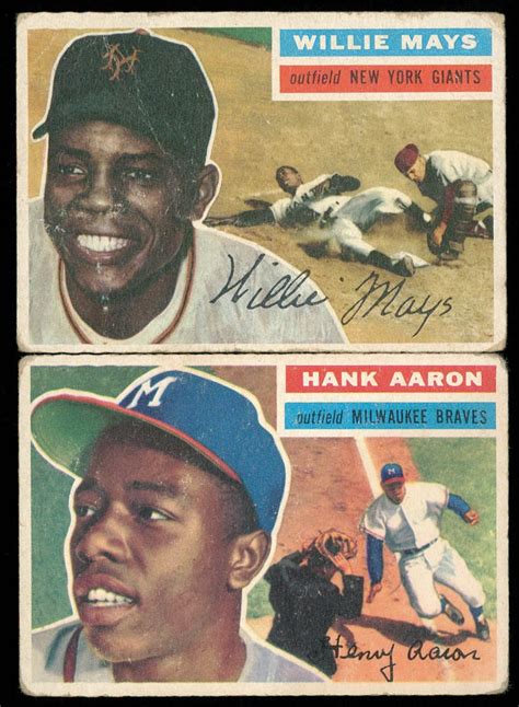 1956 topps baseball cards most valuable. Lot of (2) 1956 Topps Baseball Cards with #31 Hank Aaron ...