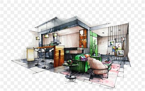 Drawing Architectural Rendering Interior Design Services Sketch Png