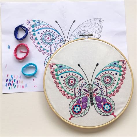 Butterfly Embroidery Kit Butterfly Hand Embroidery Etsy