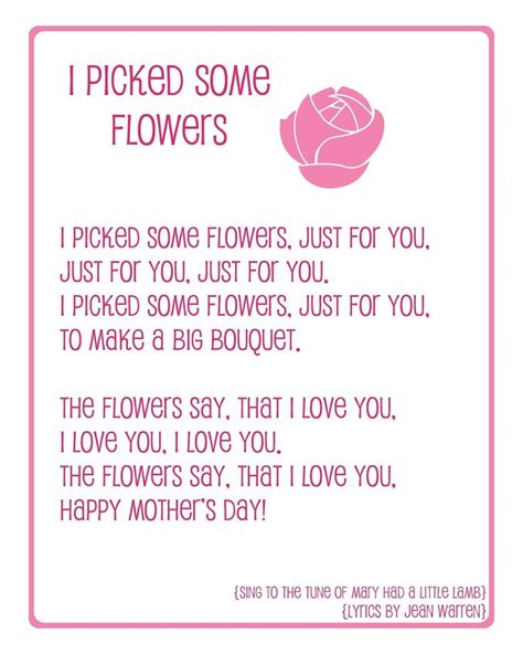 Preschool Song For Mothers Day Free Pdf Printable
