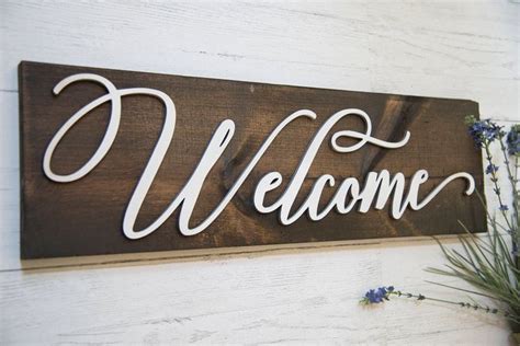 Welcome Sign Wall Decor Rustic Wood Sign Farmhouse Sign Etsy Rustic