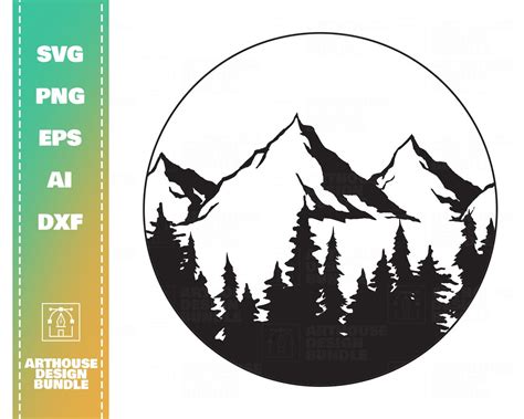 Mountain Svg Clipart Forest Svg Mountain Svg Mountain And Forest Forest