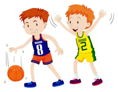 Two Boys Playing Basketball 365396 Vector Art At Vecteezy