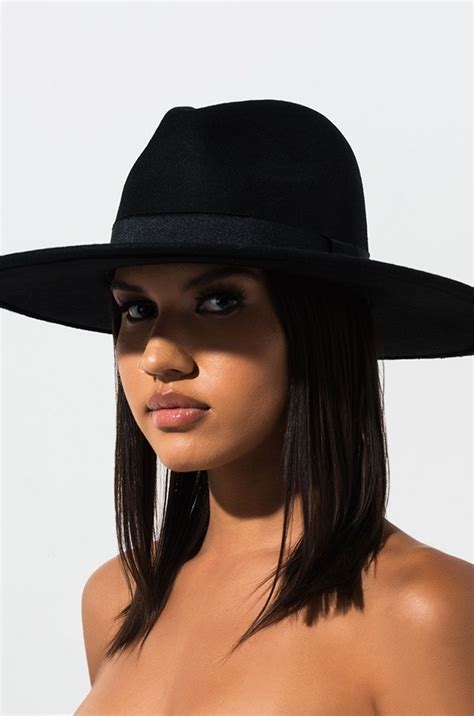 Akira Label Smooth Wool Wide Brim Fedora Hat In Black Outfits With Hats Black Wide Brim Hat