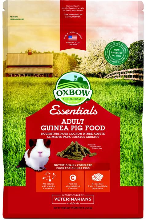 High in fiber for daily digestive health. OXBOW Essentials Cavy Cuisine Adult Guinea Pig Food, 5-lb ...