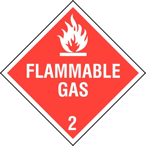 Flammable Gas In Label Wd Dot Container Placard Luf Dotp