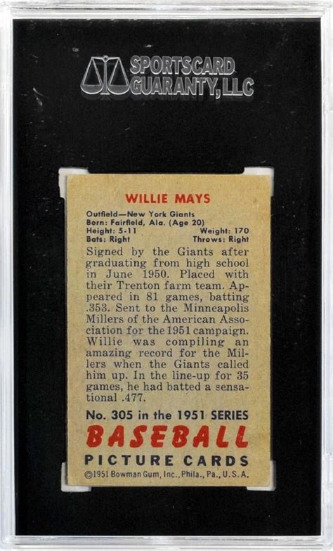 These cards will generally be the coolest hits for the player because of the amount of interest shown in them, if you are looking to buy some willie mays cards then you came to the right place. Bowman Willie Mays Rookie Card