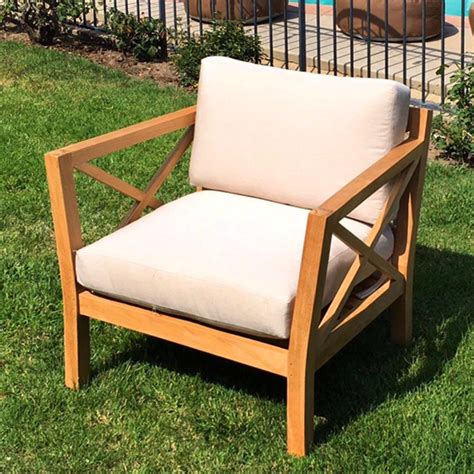 This cushion is weather and uv resistant to retain colors, creating a fresh look for your patio today. LA Teak Club Chair with Sunbrella Cushions - IKsun Teak ...