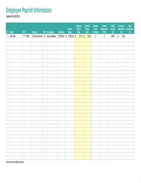 Excel Paycheck Template