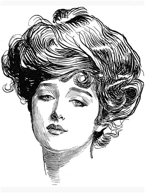 Vintage Gibson Girl Antique Illustration Canvas Print By Rbent Ink Pen Drawings Charles Dana