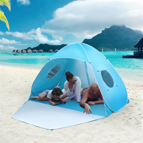Icorer Extra Large Pop Up Instant Portable Outdoors 2 3 Person Beach Cabana Tent Sun Shade