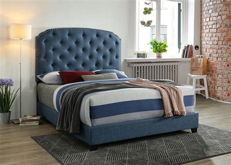 Looking for the perfect chairs for weddings? Beautiful Blue Upholstered 1Pc Queen Size Bed Modern Headboard Wooden Furniture Bedroom ...
