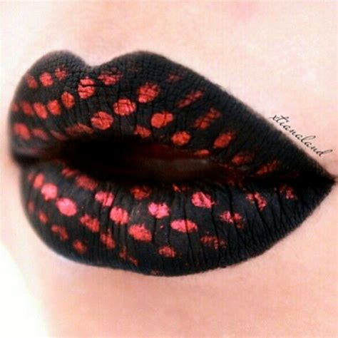 Black Lips With Red Glitter Lip Art Black Lips Pink Lips