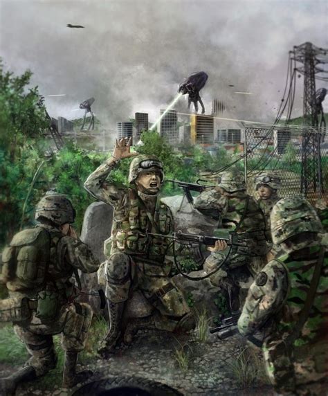 Tripods Military Drawings Military Artwork Modern Fantasy Dark