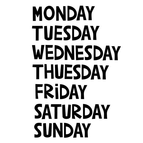 Premium Vector Set Of Simple Weekdays Monday Tuesday Wednesday