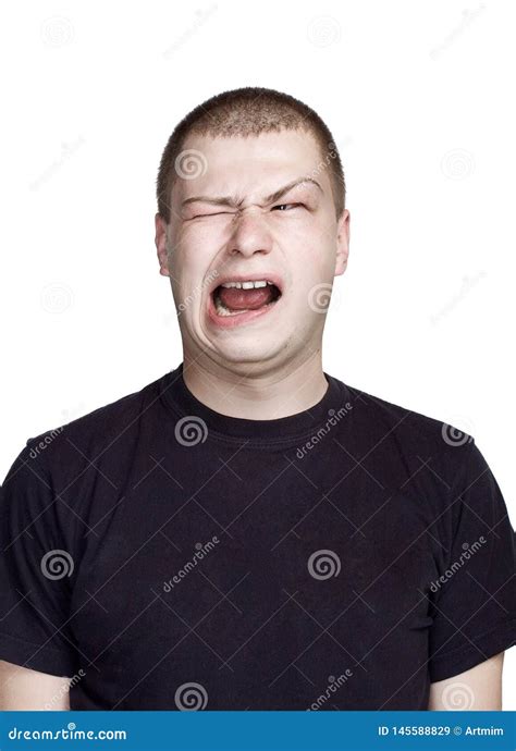 Disgust Face With Open Mouth Portrait Of Young Man Stock Image Image