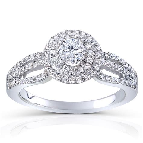 The diamond is gia certified and graded e color and si2 clarity. 1 Carat Double Halo Round Diamond Engagement Ring in White ...