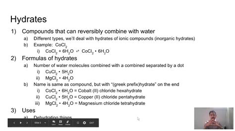 Formulas Of Ion Hydrates Youtube