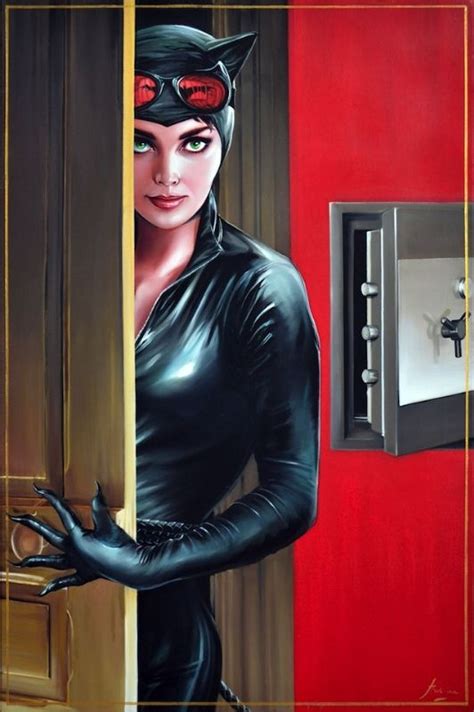 The Cat Is Out Catwoman Portrait Oil On Canvas For Sale Comic Art Batman And Catwoman