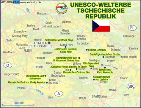 In tschechien gibt es viele berge und gebirgszüge, die sich sehr gut zum skifahren eignen. Karte von UNESCO Welterbe Tschechische Republik (Land ...