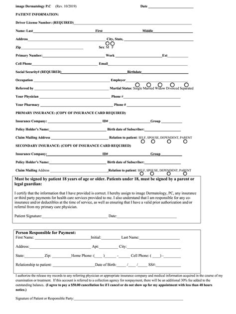 Image Dermatology New Patient Form Packet 2019 2022 Fill And Sign