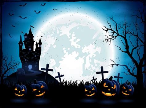 New Halloween Pumpkin Theme Dark Cemetery Photography Backdrop Sale