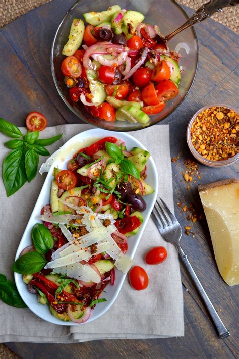 Roasted Red Pepper And Cucumber Salad