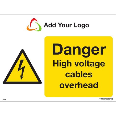 Danger High Voltage Cables Overhead Safety Signs Add Your Logo