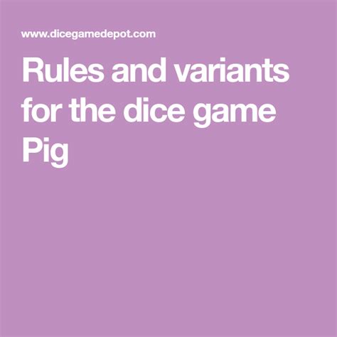 Pig Dice Game Rules Dice Games Dice Game Rules Pig Dice Game