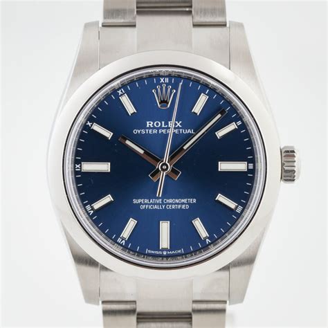 Rolex Oyster Perpetual Ref Men S Stainless Steel Blue Dial Never Worn