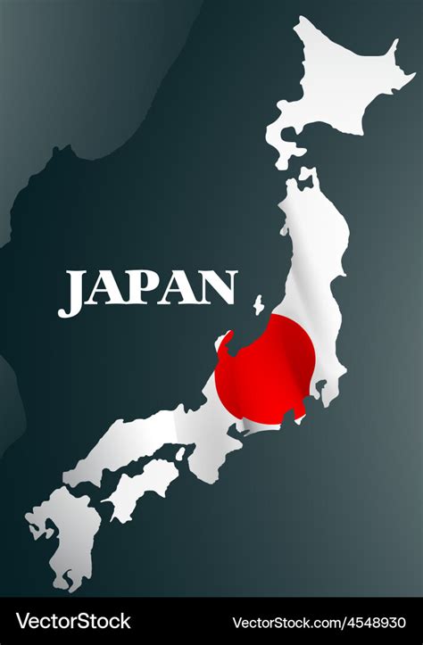 Japanese Country Map With National Flag Royalty Free Vector