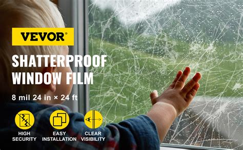 Vevor Security Film 24 Inch X 24 Feet Shatterproof Window Film 8 Mil