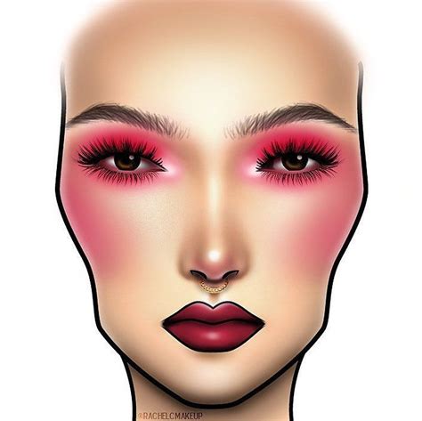 Pink Heavy Blush Pink Eyeshadow Makeup Face Chart Makeup Face Charts Creative Eye Makeup