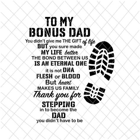 To My Bonus Dad Thanks You For Stepping Dad Svg Quote Fathers Day Svg