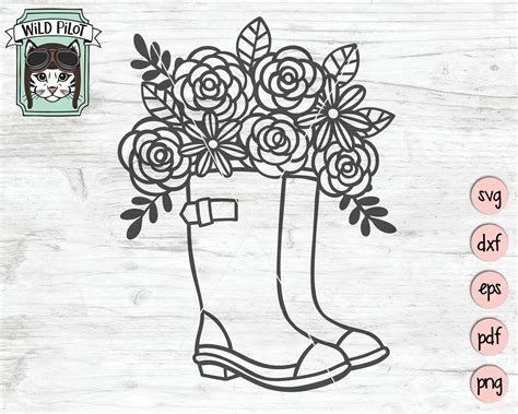 Rain Boots Svg File Rain Boots With Flowers Svg File Etsy Norway