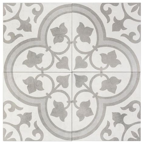 Ivy Hill Tile Sintra Silver Ornate Encaustic 9 In X 9 In Mate