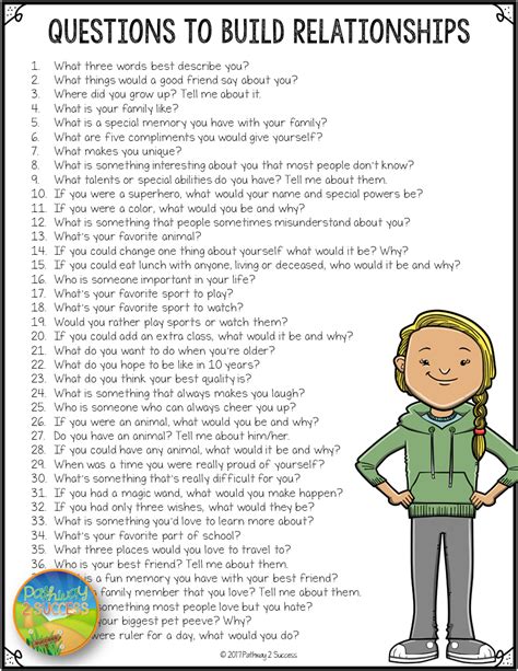 100 Questions To Build Relationships Digital And Print Sel Activity