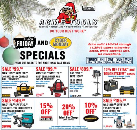 You probably have to make travel arrangements, plan your family's thanksgiving day, and shop for black friday deals at the same time. Acme Tools Black Friday 2016 Deals