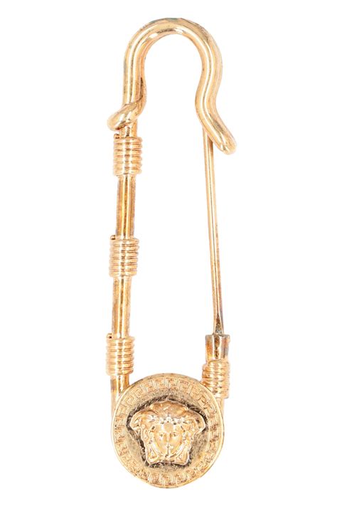 Versace Safety Pin Metal Brooch In Gold Metallic Lyst