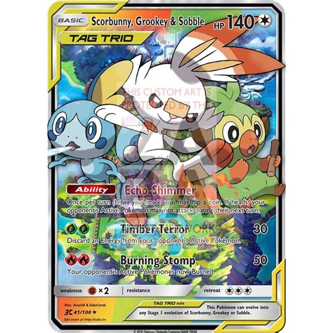 Maybe you would like to learn more about one of these? Grookey, Scorbunny & Sobble TAG TRIO Custom Pokemon Card ...
