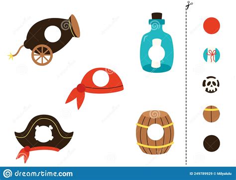 Cut And Glue Parts Of Cute Pirate Elements Stock Vector Illustration