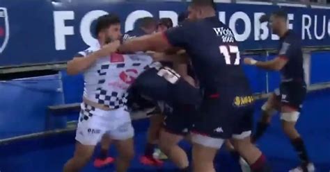 Mass Brawl Erupts During Rugby Match As Referee Shows Two Red Cards With Wales Star Watching On