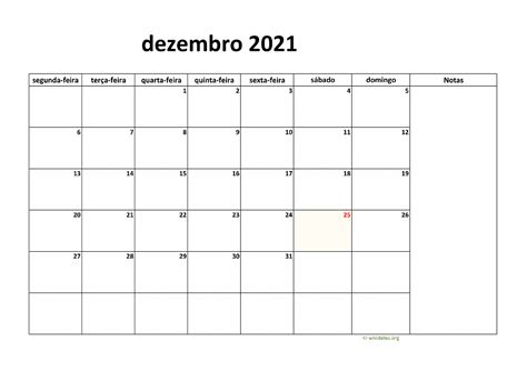 Calendário Dezembro 2021