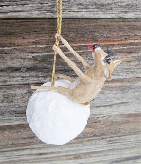 Deer Swinging On Snowball Ornament By Thecedarshack On Etsy Snowball
